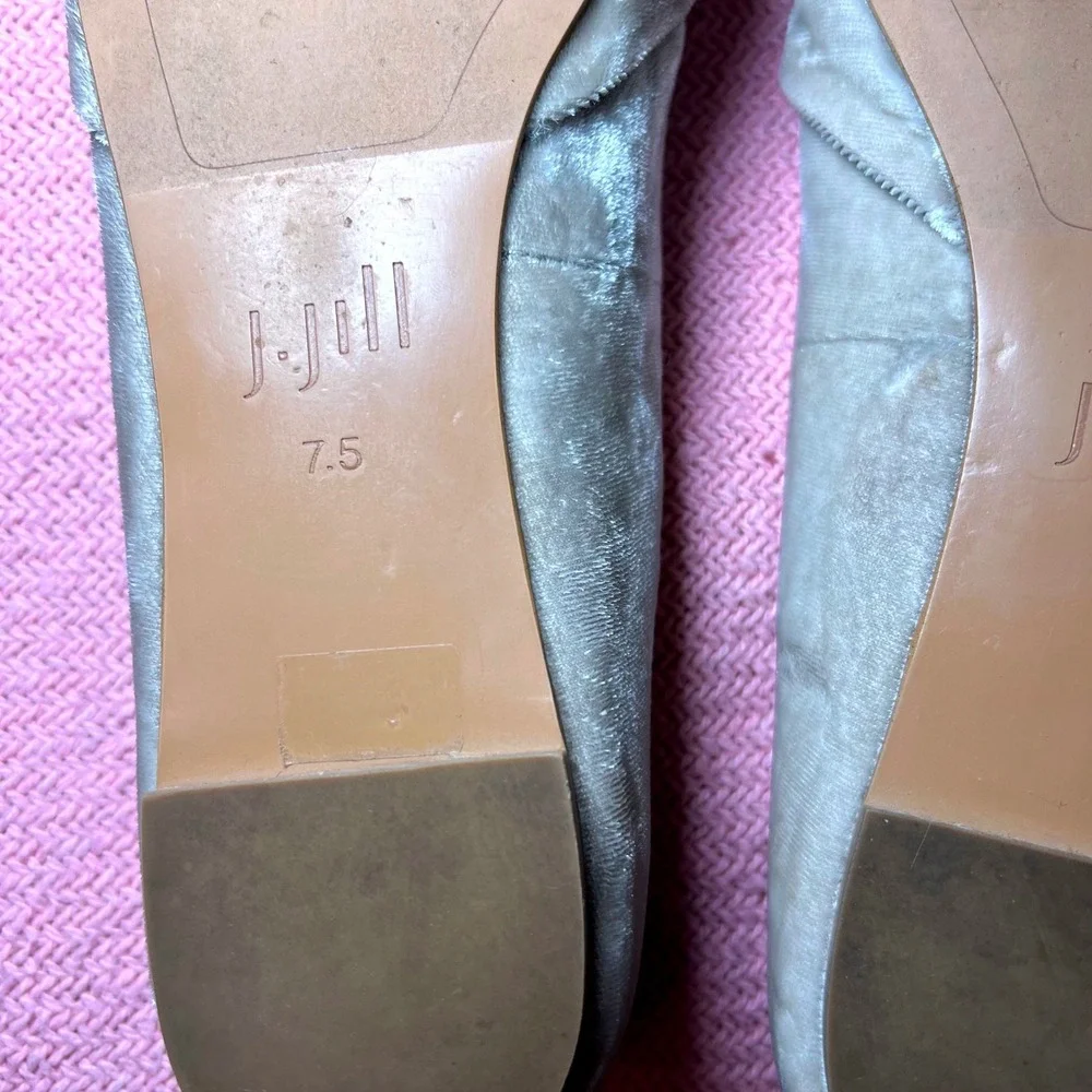 J. Jill Womens Velvet Pointed Toe Bow Ballet Flats Champagne‎ Taupe Size 7.5